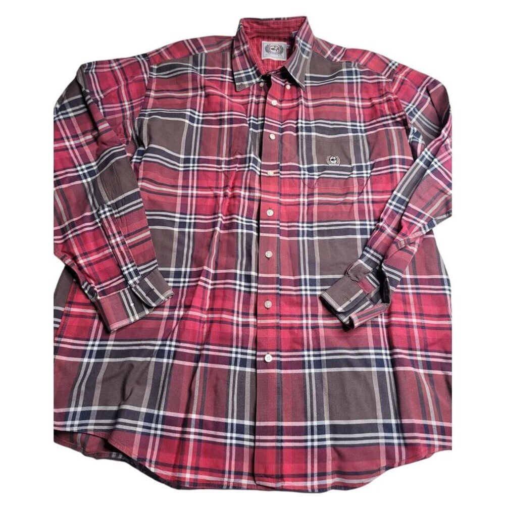 3597 Cinch Red‎ Plaid Button Down Long Sleeve Shirt Men's XL